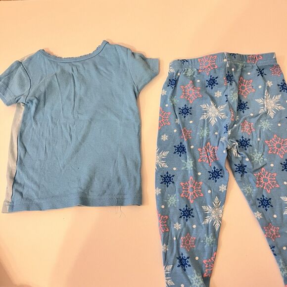 Disney Frozen Toddler Blue Elsa Anna Snowflake Shirt Pants Pajama Set PJs - 3T - Picture 4 of 4